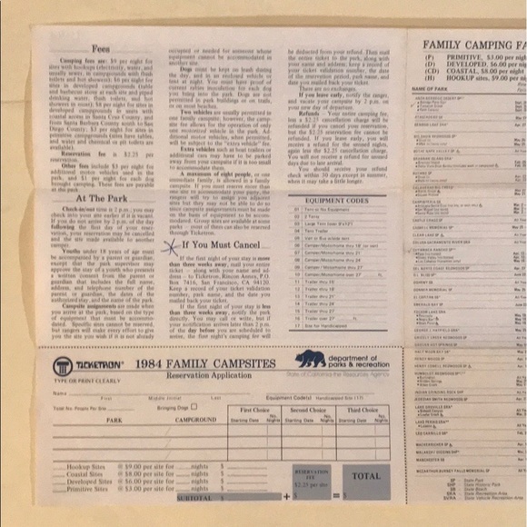 Vintage Other California Rv Park Guide Reservation Form Poshmark vintage-other-california-rv-park-guide-reservation-form-poshmark